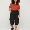 Zizzi Loose Cropped Trousers In Cotton -Chic Soldes J80000J 0199 ModelFront