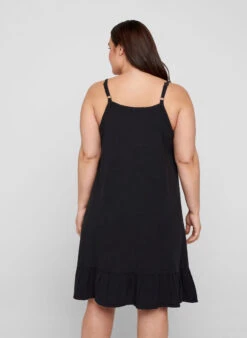 Zizzi Cotton Dress With Thin Straps And An A-line Cut -Chic Soldes J80000O 0199 ModelBack