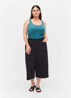 Zizzi Loose Culotte Trousers In Cotton