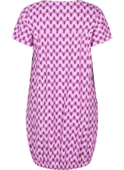 Zizzi Short-sleeved, Printed Cotton Dress -Chic Soldes J80000Q 8027 Back