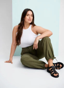 Zizzi Loose Cargo Trousers In Cotton -Chic Soldes J80000S 1580 ImageBack