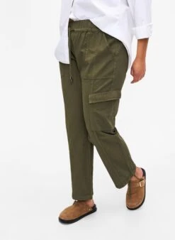 Zizzi Loose Cargo Trousers In Cotton -Chic Soldes J80000S 1580 ModelDetail1