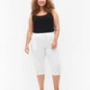 Zizzi Cotton Capri Trousers -Chic Soldes J80001J 1101 ModelFront
