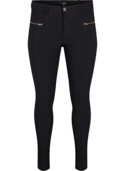 Zizzi Close-fitting Trousers With Zipper Details -Chic Soldes J80812A 0199 Front