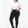 Zizzi Close-fitting Trousers With Zipper Details -Chic Soldes J80812A 0199 ModelFront