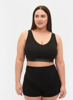 Cotton Bra With V-neckline And Text Print -Chic Soldes L00072C 0199 ModelFullBody