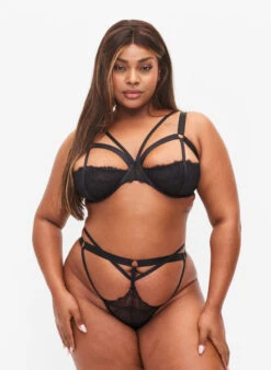 Thong With String Details And Lace