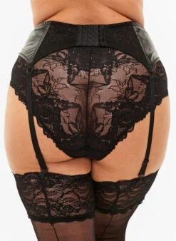 Shiny Garter Belt With Lace -Chic Soldes L00535F 0199 ModelBack