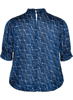 Zizzi Short-sleeved Smock Blouse With Print -Chic Soldes M02356C 8000 Back