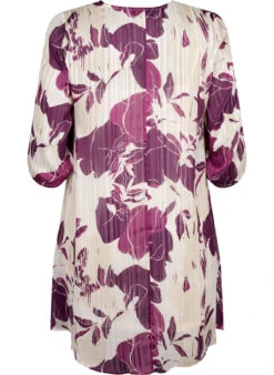 Zizzi Printed Dress With V-neck And 3/4 Sleeves -Chic Soldes M02356D 8002 Back