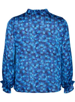 Zizzi Long Sleeve Blouse With Ruffles And Print -Chic Soldes M02356E 8001 Back