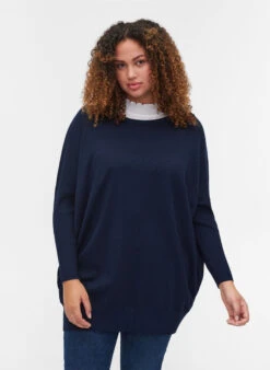 Zizzi Knitted Jumper With Round Neckline
