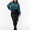 Zizzi Coated Skirt With Slit -Chic Soldes M20125G 0199 ModelFront