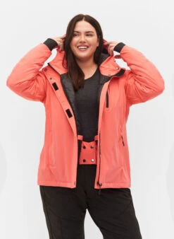Zizzi Ski Jacket With Adjustable Hem And Hood