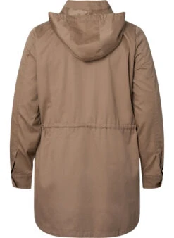 Zizzi Long Parka Jacket With Hood And Pockets -Chic Soldes M52606G 0922 Back