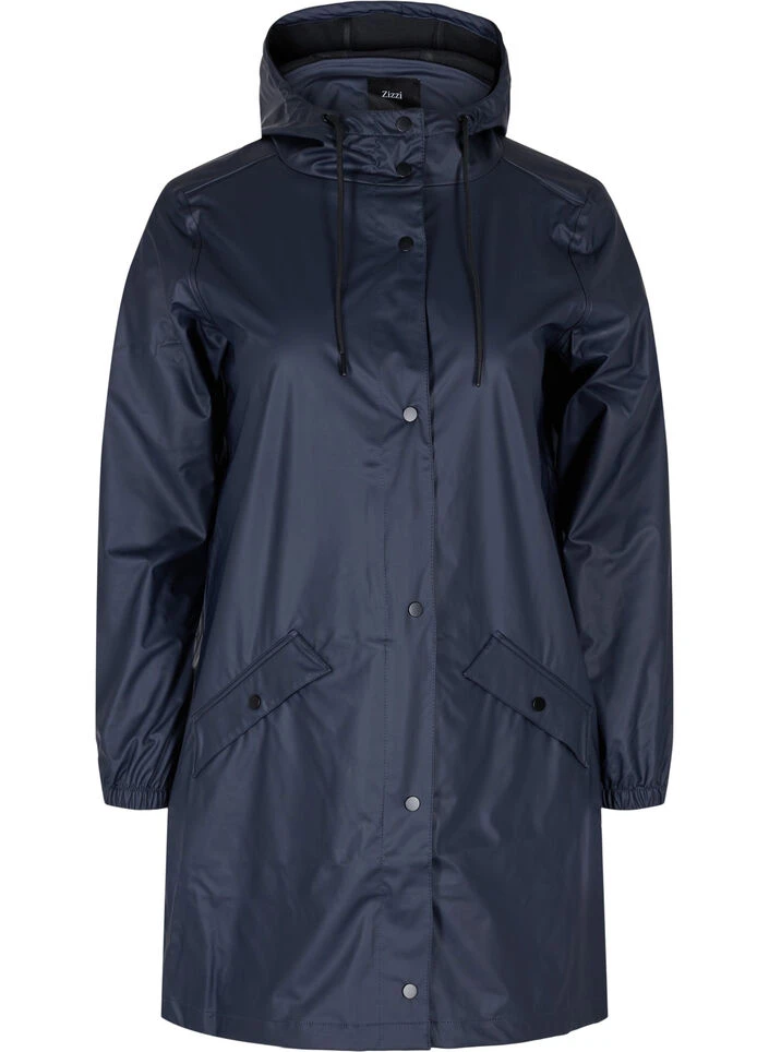 Zizzi Rain Jacket With Hood And Button Fastening 6 Zizzi Rain Jacket With Hood And Button Fastening – Image 4
