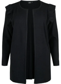 Zizzi Knit Cardigan With Frills And Pockets -Chic Soldes M52907C 0199 Front