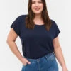 Zizzi Cotton Mix T-shirt -Chic Soldes M57148A 1494 ModelFront