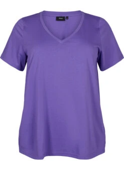 Zizzi Short Sleeve T-shirt With V-neckline -Chic Soldes M57148E 2202 Front