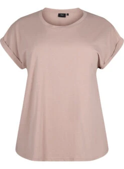 Zizzi Short Sleeved Cotton Blend T-shirt -Chic Soldes M57148F 9991 Front