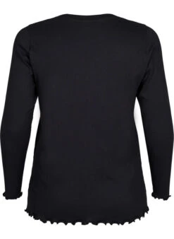 Zizzi Ribbed Blouse With Long Sleeves And V-neck -Chic Soldes M57500S 0199 Back
