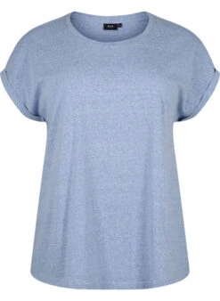 Zizzi Melange T-shirt With Short Sleeves -Chic Soldes M57504C 0966 Front