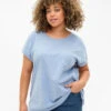 Zizzi Melange T-shirt With Short Sleeves -Chic Soldes M57504C 0966 ModelFront