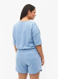 Zizzi Plain Workout Shorts With Pockets -Chic Soldes M57521B 0948 ModelBack