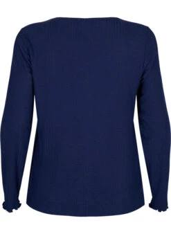 Zizzi Long Sleeve Blouse With Striped Pattern -Chic Soldes M57703A 1496 Back