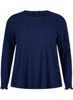 Zizzi Long Sleeve Blouse With Striped Pattern -Chic Soldes M57703A 1496 Front