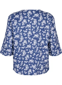 Zizzi Floral Nightshirt With 3/4 Sleeves -Chic Soldes M57917D 1465 Back