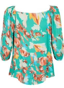 Zizzi Printed Viscose Blouse With 3/4 Sleeves -Chic Soldes M58084C 1037 Back