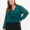 Zizzi Blouse With Ruffles And Dotted Texture -Chic Soldes M58090A 1566 ModelFront