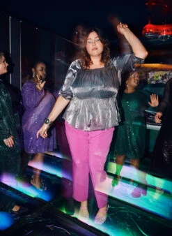 Zizzi Silver-colored Blouse With 3/4 Sleeves And Smock -Chic Soldes M58393E 9990 ImageBack