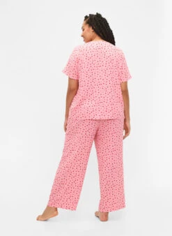 Zizzi Loose Viscose Pyjama Bottoms With Print -Chic Soldes M58624C 1369 ModelBack