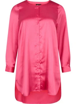 Zizzi Long Shiny Shirt With Slit -Chic Soldes M58735A 2303 Front