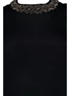 Zizzi Long-sleeved Viscose Blouse With Pearls -Chic Soldes M58776A 0199 Details1