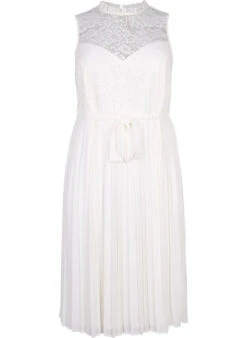 Zizzi Sleeveless Dress With Lace And Pleats 9 Zizzi Sleeveless Dress With Lace And Pleats -Chic Soldes M58805A 1101 Front