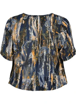 Zizzi Short-sleeved Viscose Blouse With Smock -Chic Soldes M58813B 1494 Back