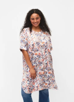 Zizzi Printed Shirt Dress With Button Closure