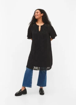 Zizzi Dress With Short Sleeves -Chic Soldes M58832B 0199 ModelFullBody