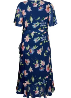 Zizzi Short Sleeve Midi Dress With Floral Print -Chic Soldes M58833A 0300 Back
