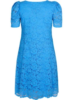 Zizzi Lace Dress With Puff Sleeves And V-neck -Chic Soldes M58837A 1782 Back