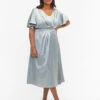 Zizzi Maxi Dress With Wrap And Short Sleeves -Chic Soldes M58840A 2159 ModelFront