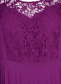 Zizzi Short Sleeve Dress With Lace Top -Chic Soldes M58842A 2249 Details1