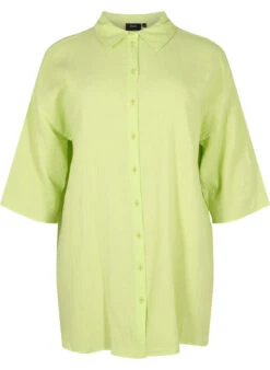 Zizzi Shirt In Cotton With Half-length Sleeves -Chic Soldes M58861E 1291 Front