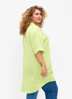 Zizzi Shirt In Cotton With Half-length Sleeves -Chic Soldes M58861E 1291 ModelBack
