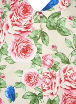 Zizzi Floral Shirt With 3/4 Sleeves -Chic Soldes M58875B 9989 Details1