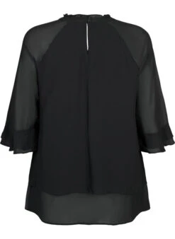 Zizzi Blouse With Asymmetric Hem And 3/4 Sleeves -Chic Soldes M58876A 0199 Back