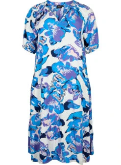 Zizzi Short Sleeve Midi Dress With Print -Chic Soldes M58877A 1101 Front